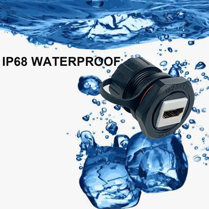 PENGLIN 2PCS HDMI Waterproof Connector, 4K HDMI Panel-Mount Coupler Extender Socket for TV, Laptop, PC, Monitor, DVD Player