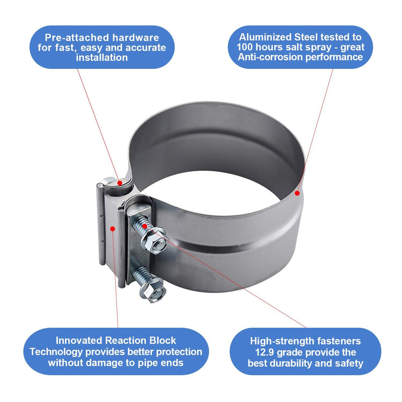 4" Lap Joint Exhaust Band Clamp Preformed Aluminized Steel 1 4"