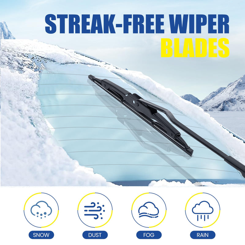 10" Rear Wiper Blade For Chevy Traverse 24-18 /Buick Enclave 24-18，Encore 22-13 /Hummer H2 09-03 H3 10-06 /Dodge Nitro 12-09 /Saturn Vue 07-02 /Mazda Tribute 06-01 Back Windshield Wiper Blades (10-N) 10-N(10")