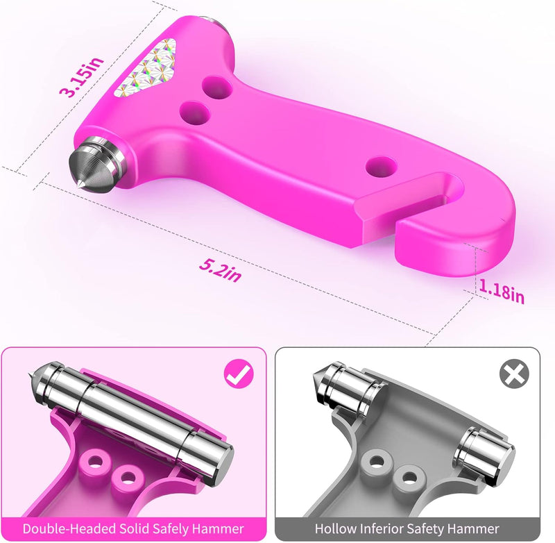 Window Breaker, 3-in-1 Emergency Escape Tool with seat Belt Cutter and Glass Breaker, Safety Emergency Car Escape Tool for Car, Electroplating Pink