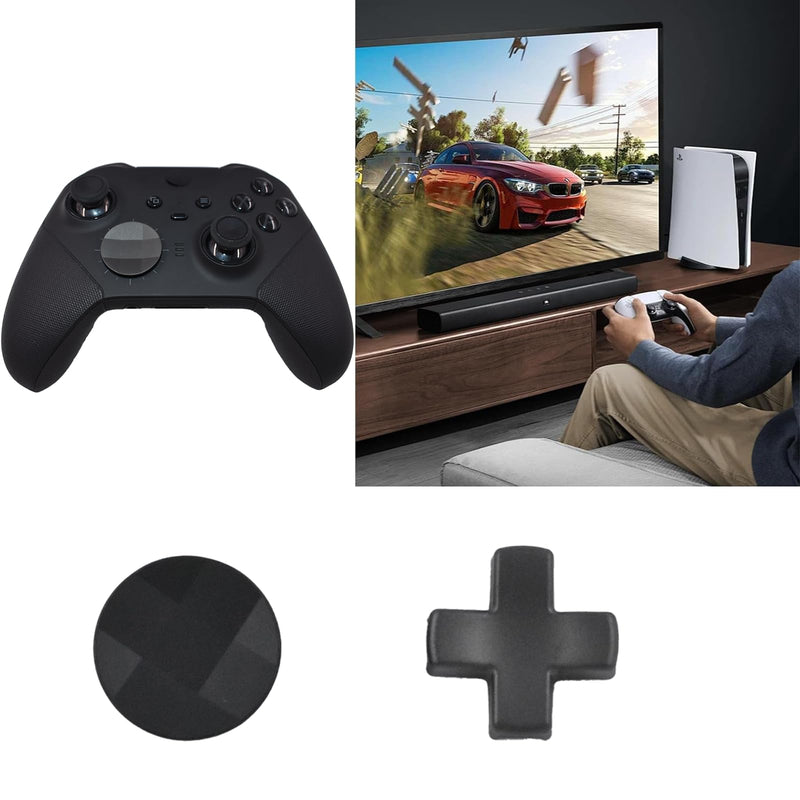 2Pcs D-Pads Replacement Kit for Xbox One Elite Series 2, Metal D-pads Parts for Xbox One Elite Series 2 Core Controller, Stainless Steel Standard D-pads for One Elite Series 1 Controller (Black)