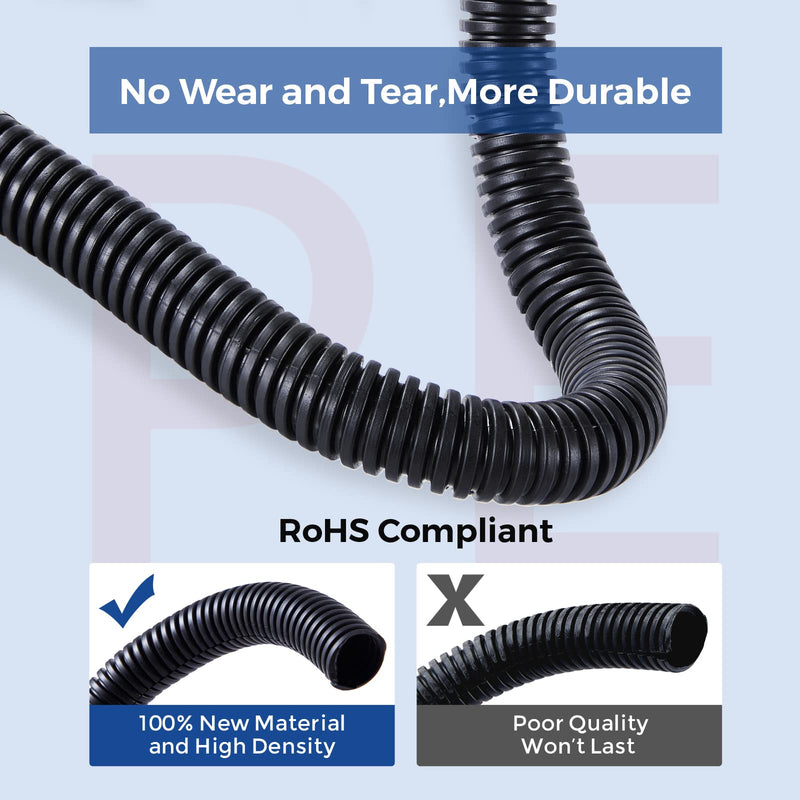 Split Wire Loom 1/4 Inch, 13FT Wire Protector Tubing for Cords, Black Flexible Wire Conduit Cover, Cord Protectors from Pets No Chew Electric Wire Cover 1/4"-13ft