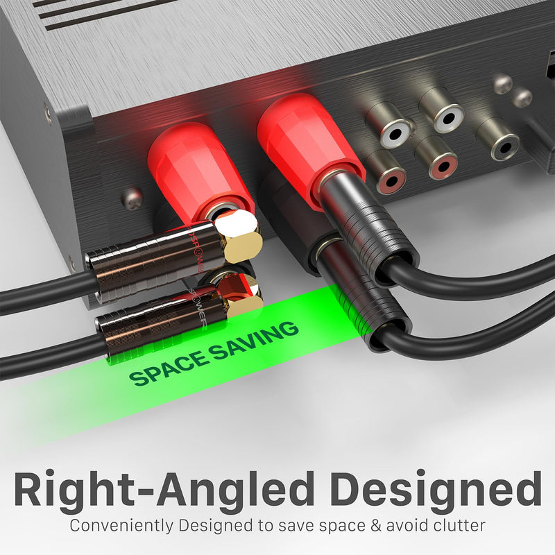 FosPower Right Angle Banana Plugs (2 Pairs / 4 pcs), Closed Screw 24K Gold Plated Banana Speaker Plug Connectors for Speaker Wire, Wall Plate, Home Theater, Audio/Video Receiver, and Sound Systems 2 Pairs (90 Degree Right Angle)