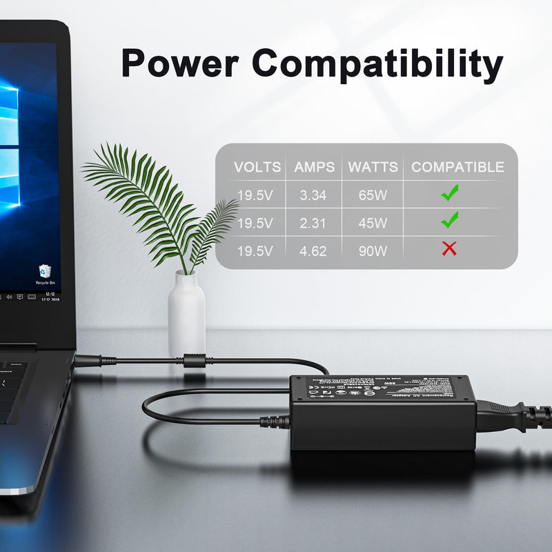 65W Laptop Charger 7.4mm for Dell Latitude 3190(2-in-1) 5280 5480 5580 7280 7300 7400 E5250 E5450 E5550 E6230 E6430 E6530 Inspiron 11 14 15 Chromebook 11 3180 Precision 3550 3540 AC Adapter Power Cord Big Connector 7.4MM