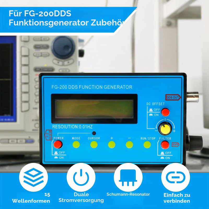 FG-200 DDS Function Generator 1-500kHz Frequency Generator USB Charging Schumann Wave Generator Function Signal Generator Multifunctional Output Waveform (Sine Wave, Rectangular Wave, Triangle Wave)