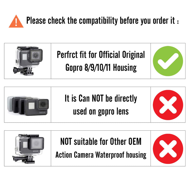 3 Pack Dive Filter Lens for Gopro Hero 8/9/10/11/12 Official Underwater Diving Waterproof Housing Protective Shell Red, Light Red, Magenta