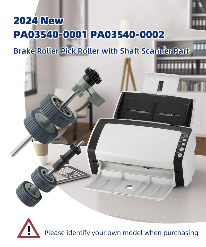 2024 New PA03540-0001 Brake Roller and PA03540-0002 Pick Roller with Shaft Scanner Part Fits for Fujitsu Scanner Fi-6130 Fi-6130Z Fi-6140 Fi-6140Z Fi-6230 Fi-6230Z Fi-6240 Fi-6240Z Fi-6125 Fi-6225