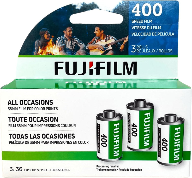 FUJIFILM 400 Color Negative Film (35mm Roll Film, 36 Exposures, 3-Pack) + BluebirdSales Microfiber Cleaning Cloth 400 Speed Film