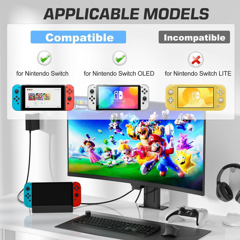 Docking Station for Switch & Switch OLED with Ethernet Port, 4K HDMI TV Hub and USB Ports for Lag-Free Gaming, Ultimate Home Gaming Performance Hub