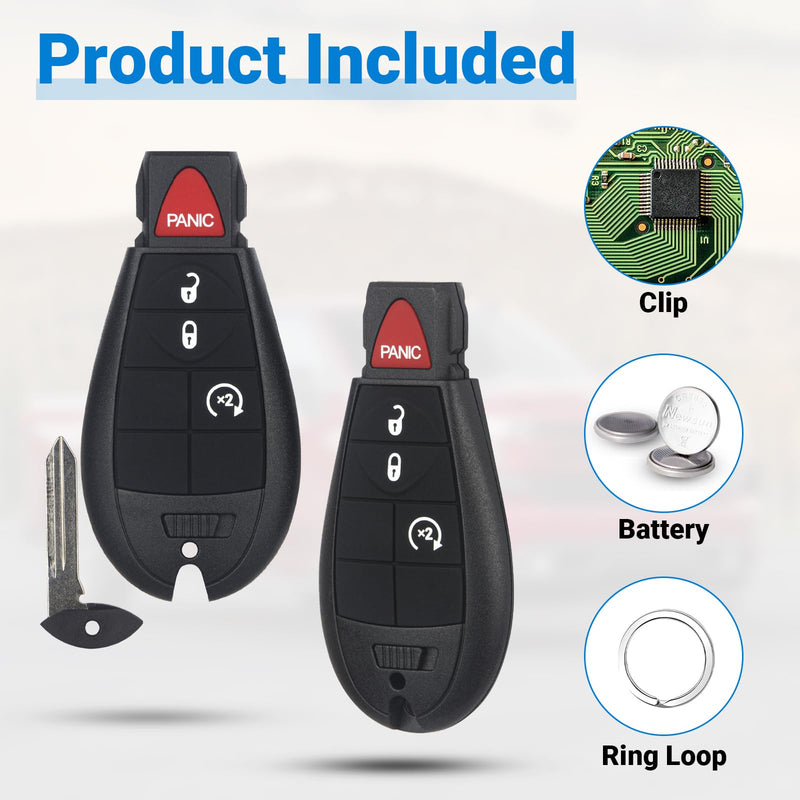Key Fob Replacement Compatible with 2013-2021 Dodge Ram 1500 2013-2018 Ram 2500 3500 4500 5500 Keyless Entry Remote GQ4-53T (2-Pack)