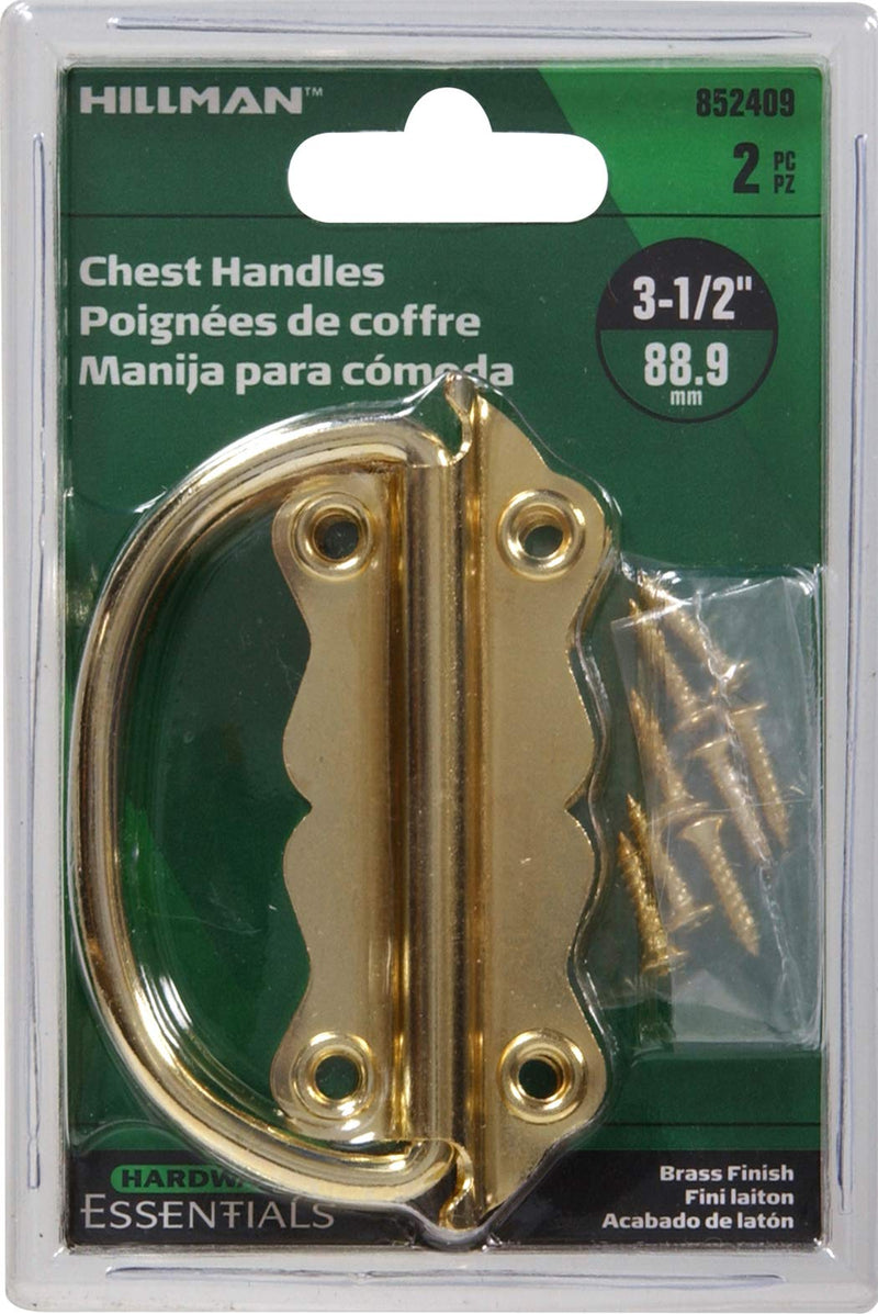 Hardware Essentials Chest Handle 3-1/2" Brass -8 Pack 852409 3-1/2 Inch (Pack of 4)