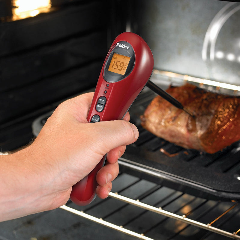 Polder Safe Serve Instant Read Thermometer with Torch, Red