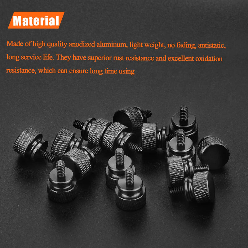 10 Pieces 6-32 Thread, Black Color Anodized Aluminum Computer Case Thumbscrews, Thumb Screws for Computer Case/Cover/Power Supply/Hard Drives Black (10 Pieces)