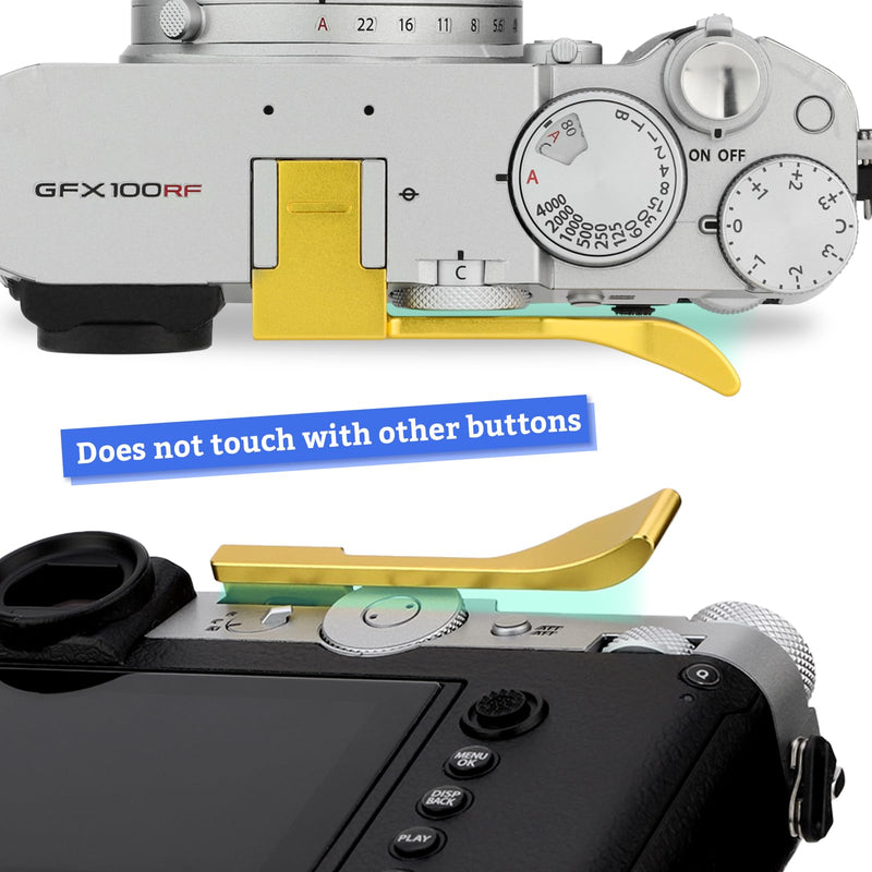 Haoge Metal Thumb Up Grip for Fujifilm GFX100RF Camera Digital Accessories GFX 100RF Hot Shoe Thumb Up Rest Support Handgrip Golden THB-GFXRFG Gold