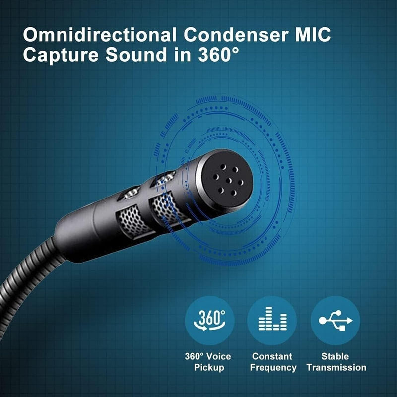 USB Computer Microphone,Plug and Play Desktop PC Laptop Microphone with Mute Button and LED Indicator for Streaming,Podcasting,Recording,Gaming,Skype,YouTube Mic for Mac or Window Black.
