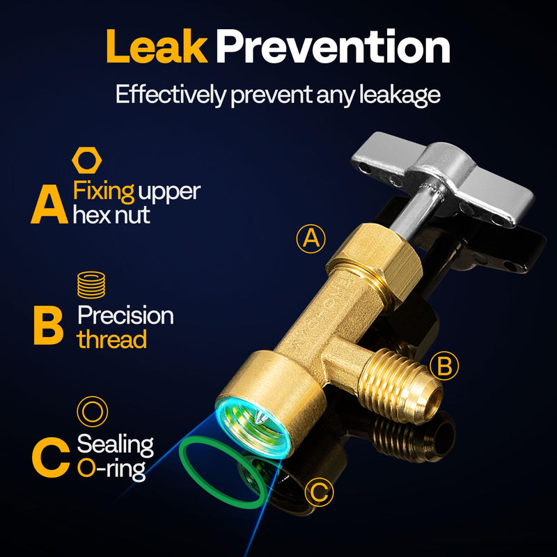 VIVOHOME R134a Can Tap Valve Puncture Style, Refrigerant Dispenser with Tank Adapter for 1/4" and 1/2" AC Charging Hoses for Refilling Automotive Air Conditioning Systems R134a Puncture