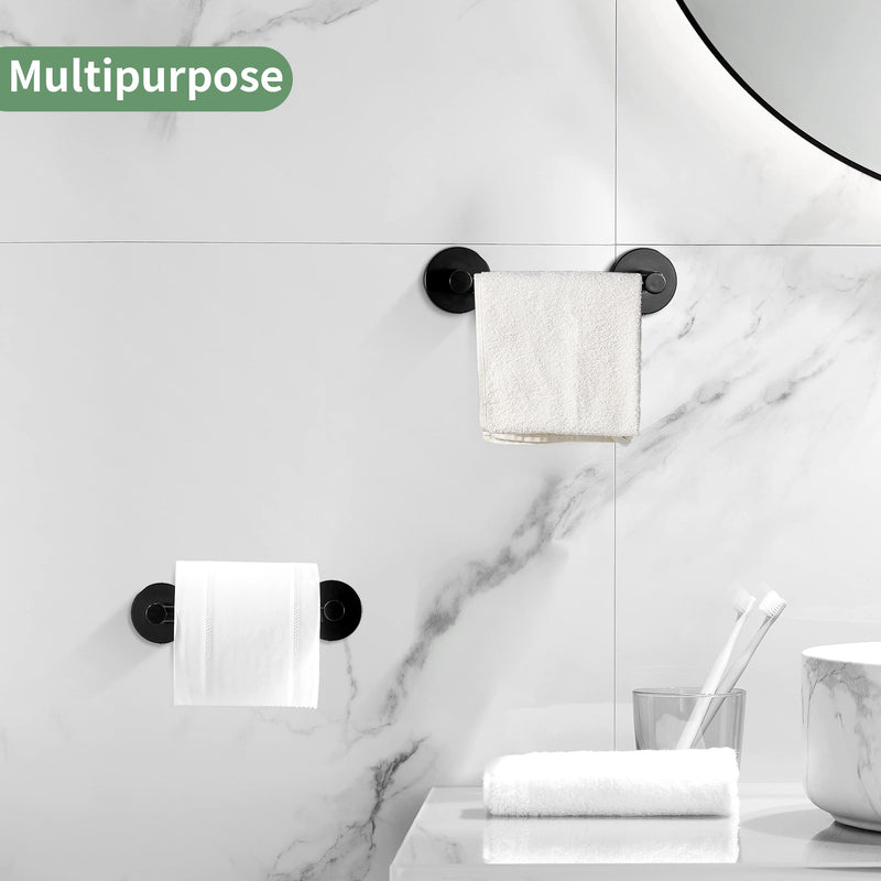 Black Toilet Paper Holder Towel Ring Matte Bathroom Accessories Set Hand Towel Holder Wall Mount Bath Hardware TP Tissue Roll Holder with Double Post Pivoting SUS304 Stainless Steel 2pc Matte Black 2 Pieces