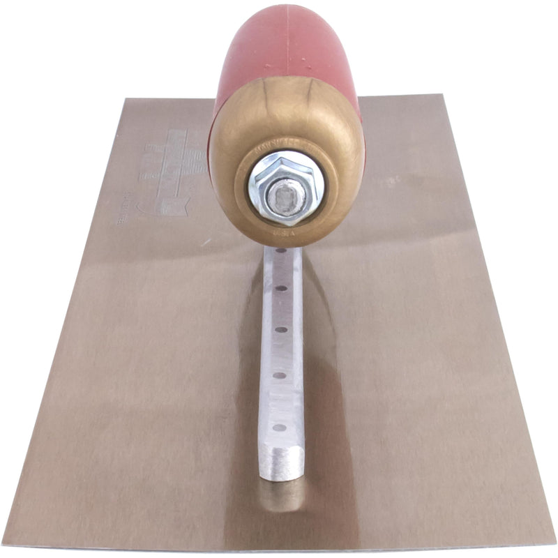 MARSHALLTOWN PermaShape Finishing Trowel, 12 x 5 Inch Broken-In Golden Stainless Steel Concrete Tool, Assembled in USA, PB7GSD