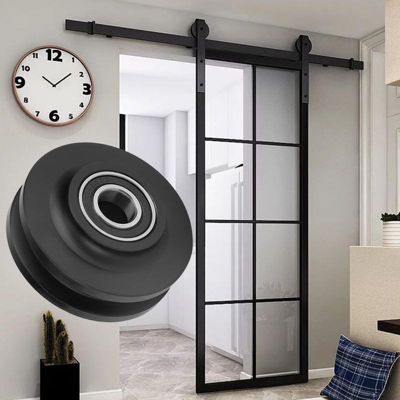4Pcs Sliding Barn Door Wheel Heavy Duty Cabinet Window Pulley Roller Hardware Smoothy Quiet Sliding Door Track Perfect for DIY Barn Door 4 Pieces