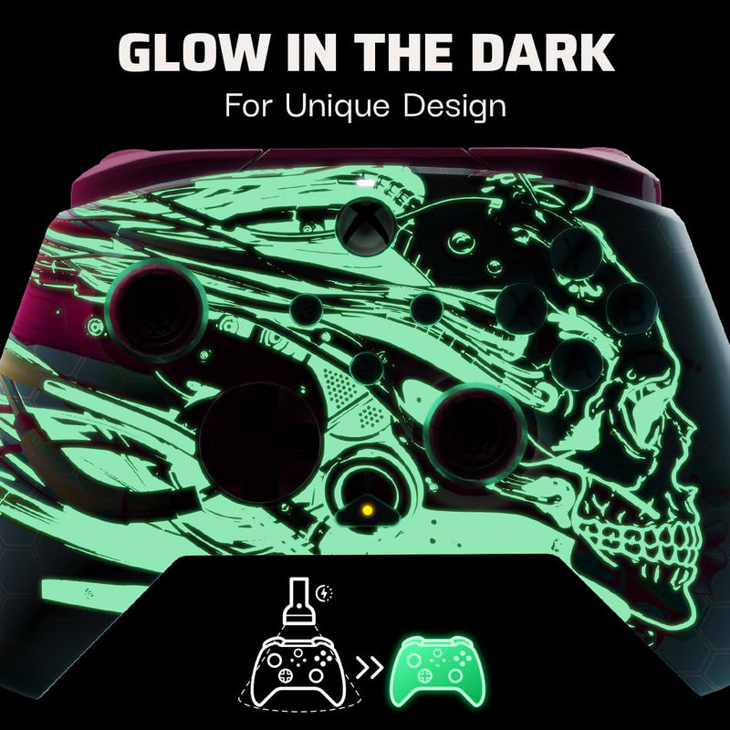 PDP Gaming REMATCH GLOW Enhanced Wired Controller Licensed for Xbox Series X|S/Xbox One/PC/Windows, Mappable Back Buttons, Advanced Customizable App - Android Dreams (Glow in the Dark) Android Dreams (Glow in the Dark)