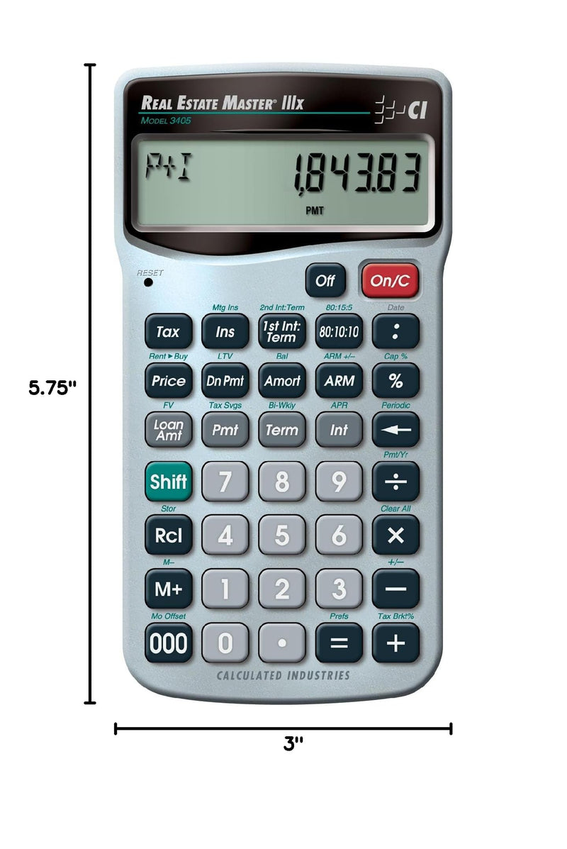 Calculated Industries 3405 Real Estate Master IIIx Residential Real Estate Finance Calculator | Clearly-Labeled Function Keys | Simplest Operation | Solves Payments, Amortizations, ARMs, Combos, More