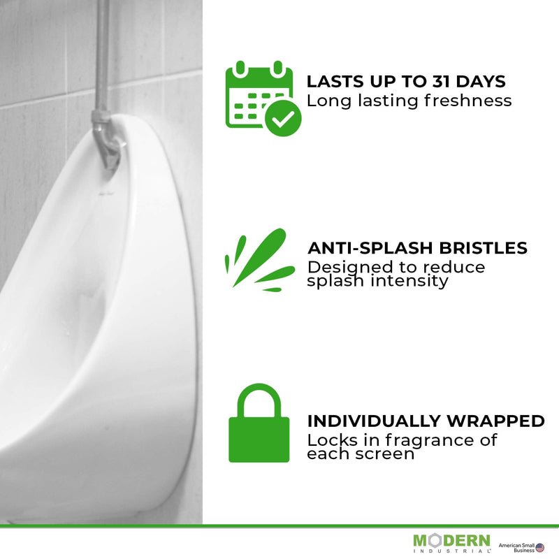 Modern Industrial Urinal Screen and Deodorizer - Fits Most Urinals, Minimizes Splash and Odors for Clean, Fresh Restrooms in Offices, Schools, and Restaurants (Pack of 10)
