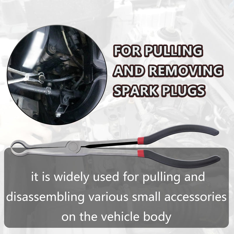 Spark Plug Removal Tool - Professional O Ring Nose Spark Plug Pliers with 11" Extended Design & Anti Slip Handle - Your Car Essentials Spark Plug Boot Removal Tool