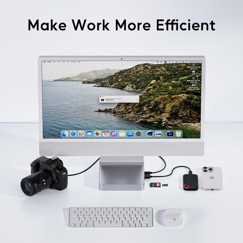 USB C HUB for iMac 24 inch 2021/2023/2024, PULWTOP USB Hub Adapter iMac Accessories for i-Mac M1/M3/M4 with USB C 10Gbps 3*USB A SD/TF, Docking Station Support Expand M.2 SSD (Not Included), Silver imac usb c hub-sliver