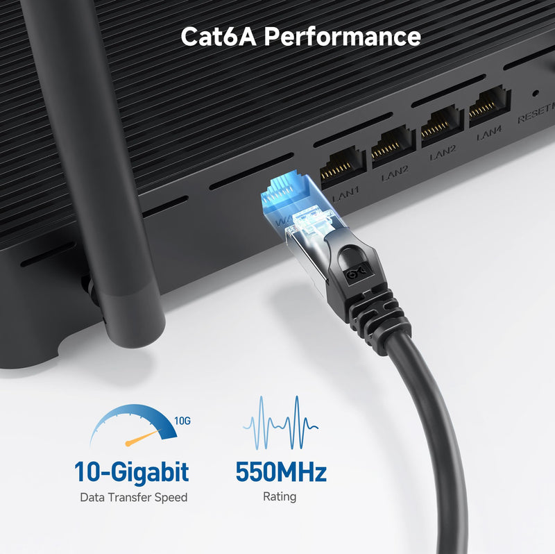 Cable Matters 10Gbps 5-Pack Snagless Shielded Cat 6A Ethernet Cable - 14ft, Cat 6A Cable, Cat6A Cord, Ethernet Cord, Black 14 ft