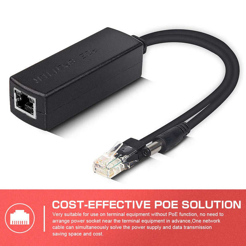 ipolex Gigabit PoE Power Over ethernet Splitter Adapter 48V to 12V, DC Jack 5.5x2.1mm, IEEE 802.3af/at Compliant 10/100/1000Mbps PoE Splitter with 12V Output for Surveillance Camera CCTV & VoIP Phone Gigabit POE Splitter