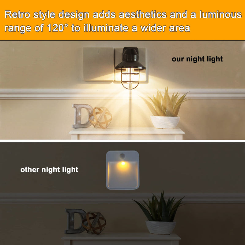 ETL Night Lights Plug Into Wall with Dusk to Dawn, Night Light Plug in Rustic Farmhouse Night Light 2700K,for Kitchen, Hallway, Warm-farmhouse 4 Pack