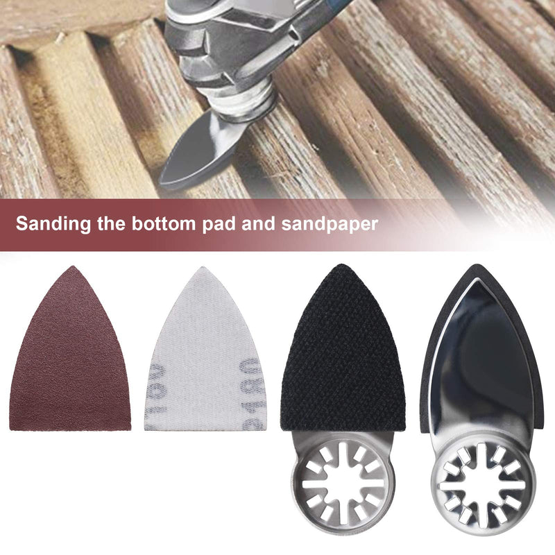 The Lord of the Tools 52 Pieces Oscillating Multi-Tool Finger Sanding Pads Accessories Kit 52 x 37 x 7 mm Triangular Finger Sanding Pads & Sandpaper Universal Interface