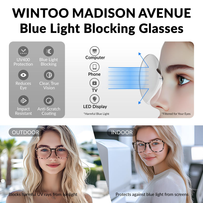 Blue Light Glasses for Woman Men | 99% Blue Light Blocking Glasses for Computer Gaming TV Phone Screen Square Frame | Anti Eyestrain & UV Glare Protection - 5 Pair 5 Pack Mix Color-8 Clear