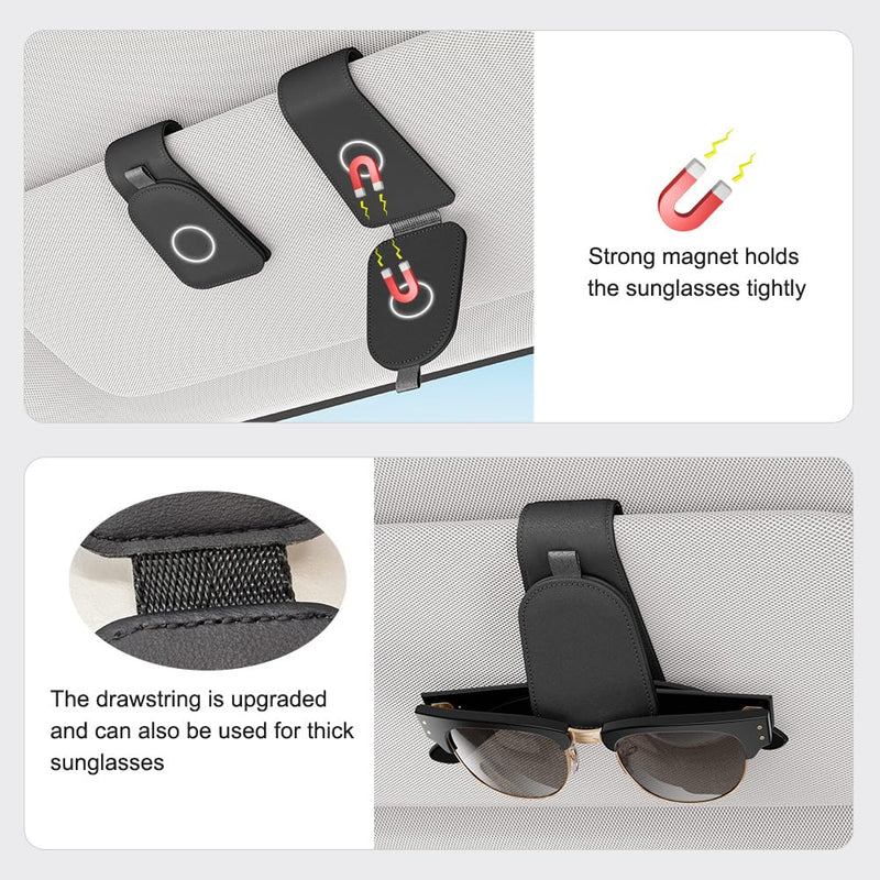 Sotfamily Sunglass Holder for Car, Suede Cloth Magnetic Sunglasses Clip for Car Visor, Sunglass Organizer for Car Accessories, 2 Packs, Black