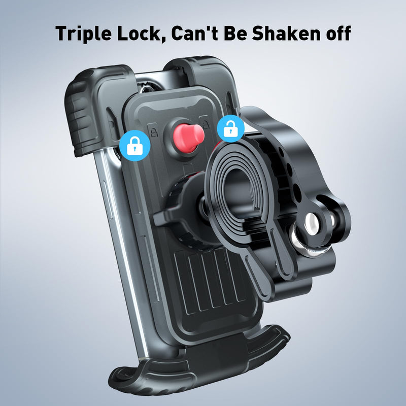 Hiboy Bike Phone Holder, 360° Rotatable Universal Motorcycle Phone Mount, Wrap Anti Shake Bicycle Scooter Handlebar Phone Clip for 5.1-6.8" Cellphone