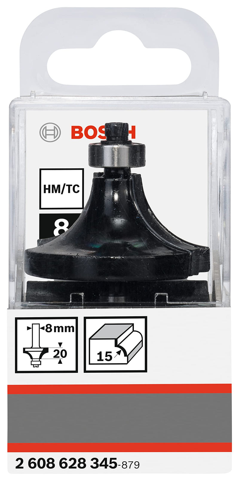 Bosch Professional rounding cutter Standard for Wood (for wood, radius 15 mm, working length 22 mm, hand milling accessories)