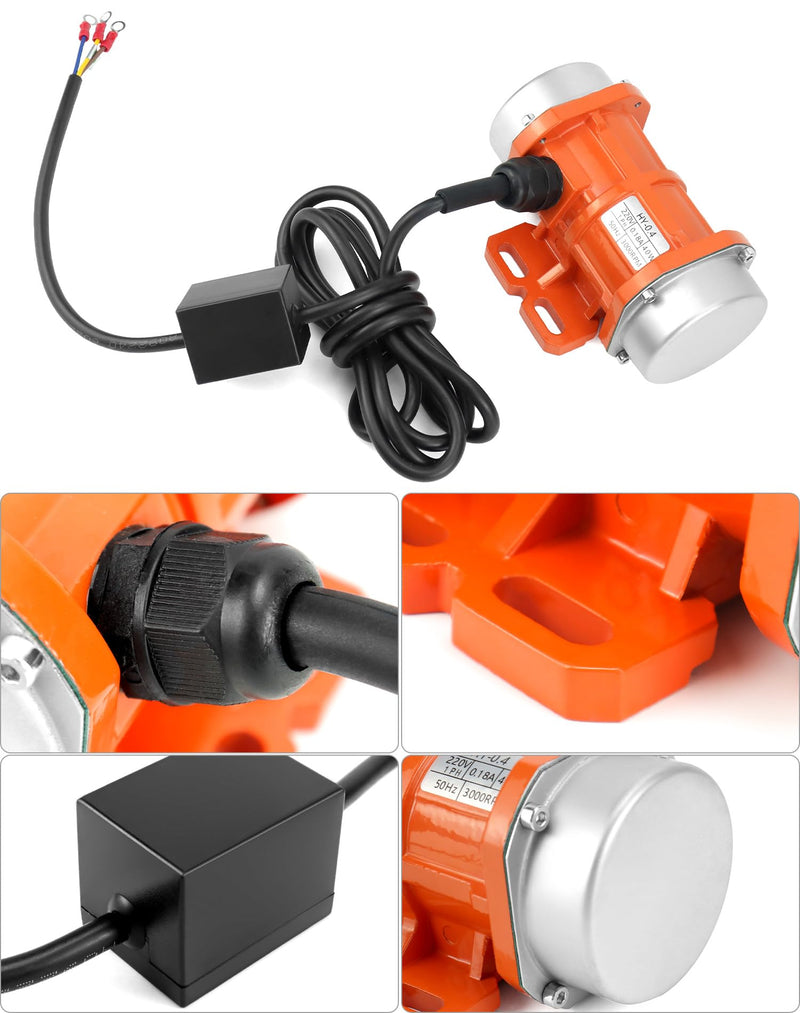QWORK® Single Phase Vibration Motor, 40W 220V, Small Motor Vibrator, 3000RPM 220v 40w