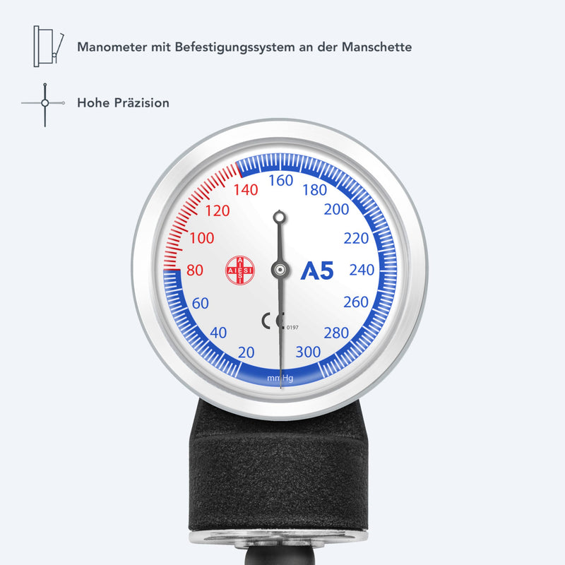 AIESI Professional Manual Aneroid Sphygmomanometer classic type for adults with stethoscope DOCTOR PRECISION - Arm blood pressure meter kit with phonendoscope