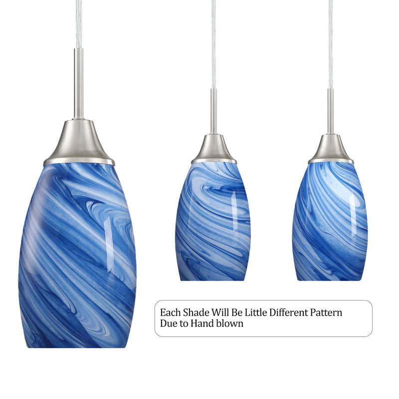 Mini Glass Pendant Light 1Pack Dark Blue Marble Art Glass Pendant Lights Kitchen Island Brushed Nickel Finish Hanging Light for Kitchen Over Sink,Dining Room,Foyer,Hallway 1-Pack