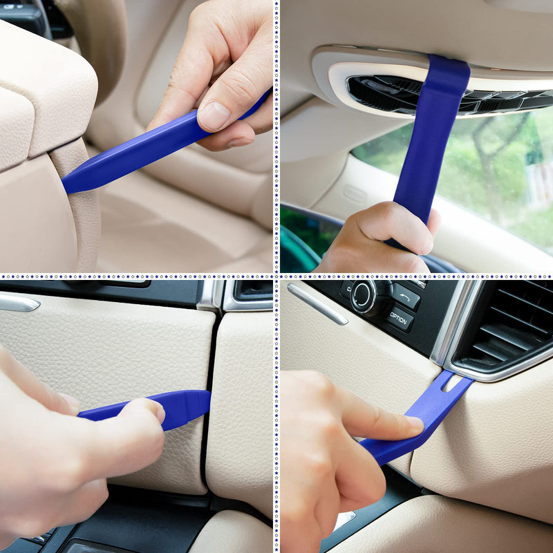 Car Trim Removal Tool Kit 13 pcs, Plastic Pry Tool Auto Body Tools, Clip Plier Automotive Pry Bar Set Kits for Dash Panel Radio Audio Speaker Interior Repair blue