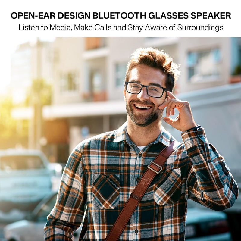 Bluetooth Audio Smart Blue Light Glasses for Men & Women, Blue Light Filtering & Open Ear Sound Smart Glasses with Mic & Speakers - Touch & Voice Assistant Compatible for Office,Music,Answering Calls Bluetooth Audio Smart Glasses