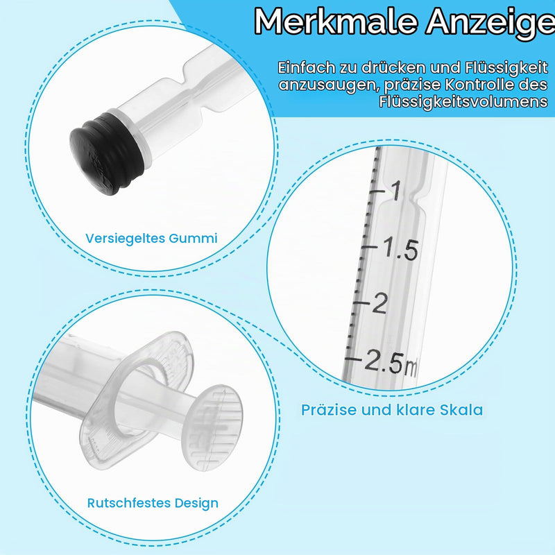 Pack of 50 Syringes, Reusable Colostrum Syringe 2.5 ml | Dosing syringe without needle, feeding syringe for small pet feeding, liquid measure syringes, laboratory, industry 2.5 ml, 50 pieces
