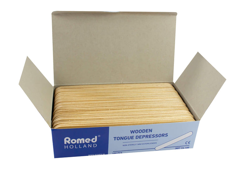 Romed wooden spatulas made of wood (1 x 100 pieces) 100 pieces (pack of 1)