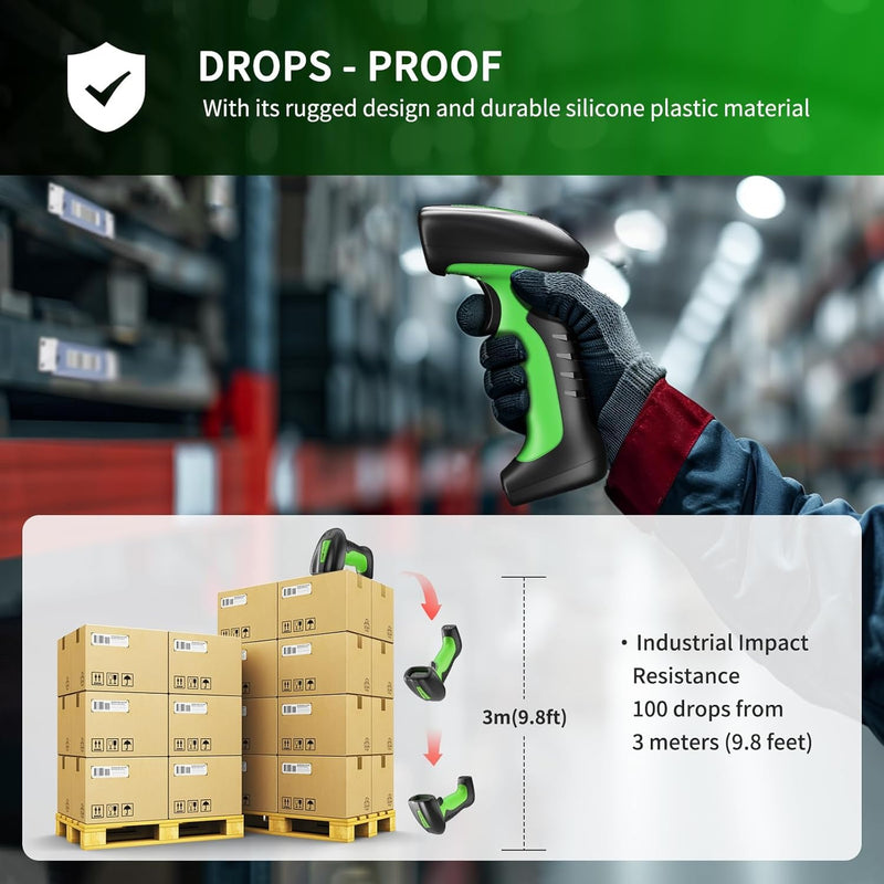 NETUM 2D QR Industrial Bluetooth Barcode Scanner with Charging Dock, Upgraded Wireless 2D/1D Bar Code Reader, 2600mAh Battery, Drop Dust WaterProof, Hands-Free for Windows, Mac, Android, iOS (NT-1950) NT-1950