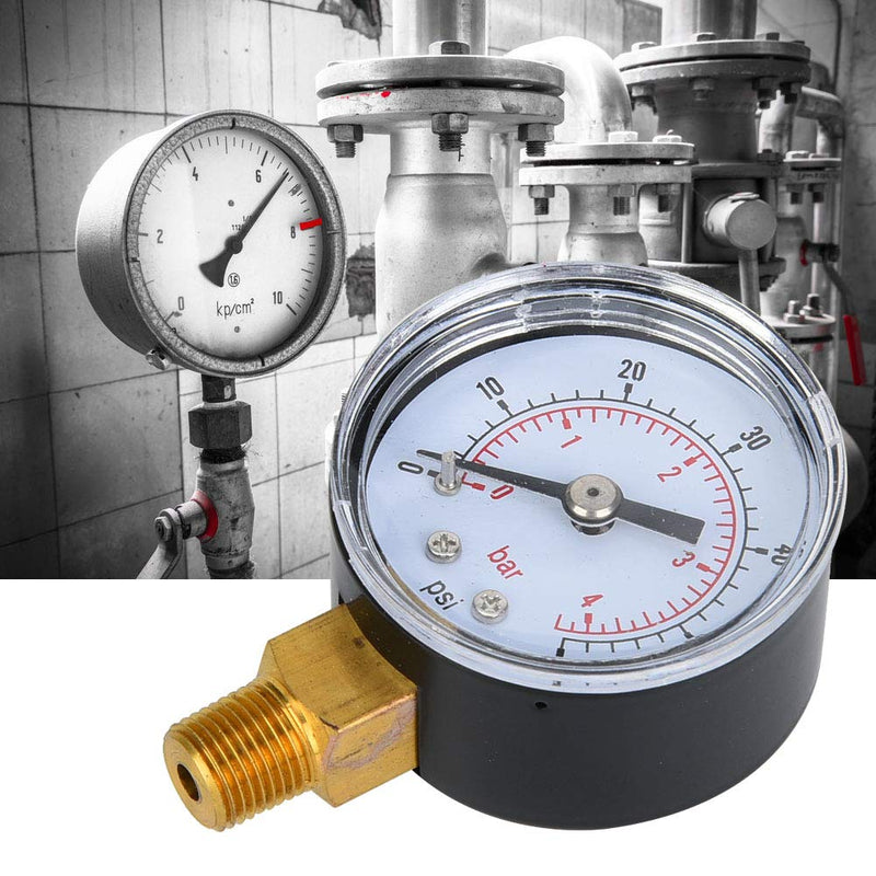 Mechanical Pressure Gauge Pressure Gauge Measuring Tool 1/8inch BSPT Base Connection for Air Oil Water Measurement (0-60psi, 0-4bar)