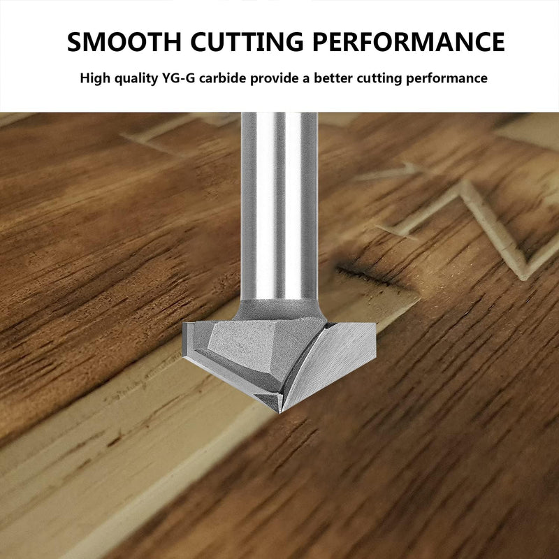 SpeTool 120 Degree V Groove Router Bit 1/2 Inch Shank 1-1/4 Inch Cutting Diameter, Carbide Tip CNC V Bit for Woodwroking Chamfer Bevel Cutter Engraving Tool 120°-D1/2"