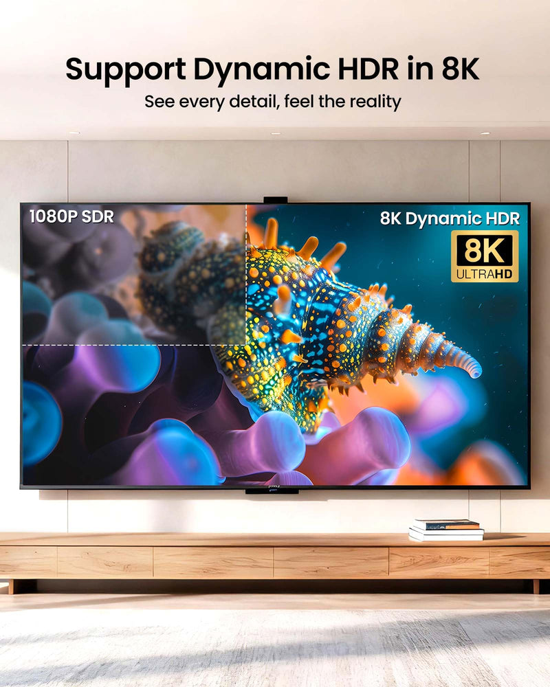 Silkland 8K HDMI ARC/eARC Cable 2.1 for Soundbar 10ft, 8K@60Hz, 4K@120Hz Ultra High Speed HDMI Cord, Dolby Atoms, 48Gbps HDR10, HDCP 2.2&2.3 Compatible for Vizio Samsung Bose Sound bar, UHD TV,Blu-ray 10 Feet