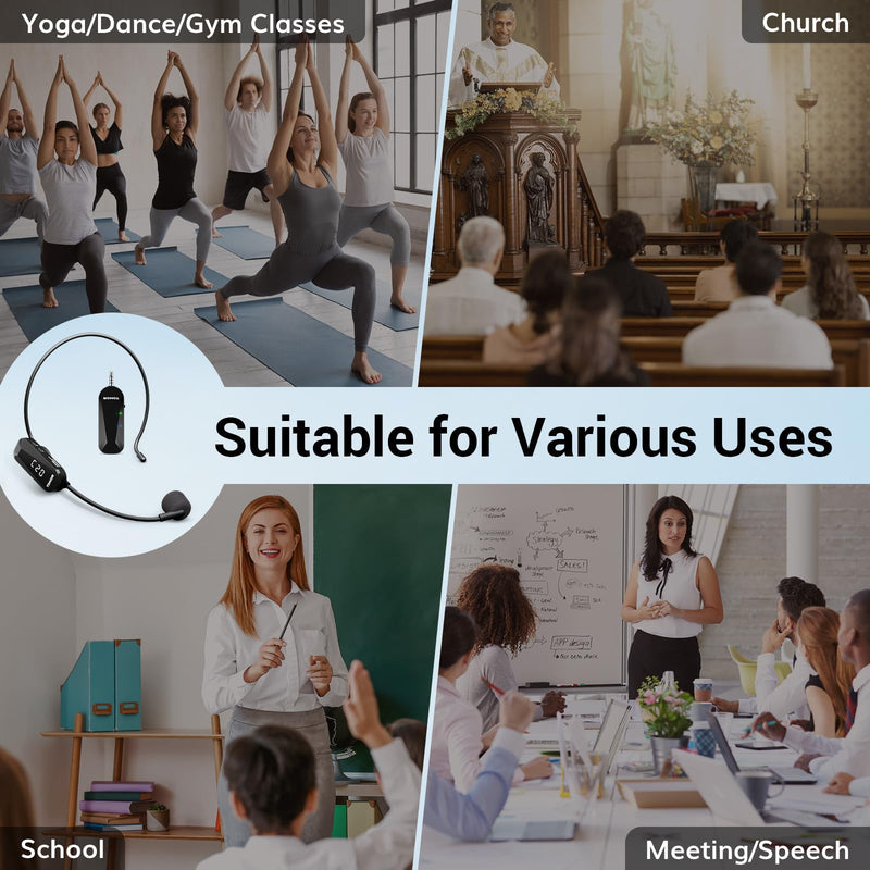 TONOR Wireless Headset Microphone, UHF Microphone Headset System, Head Handheld Mic 2 in 1, Ear Mic with 20 Channels, 65ft Range for Fitness, Teaching, Tour Guide, Voice Amplifier, Speaker, Pa