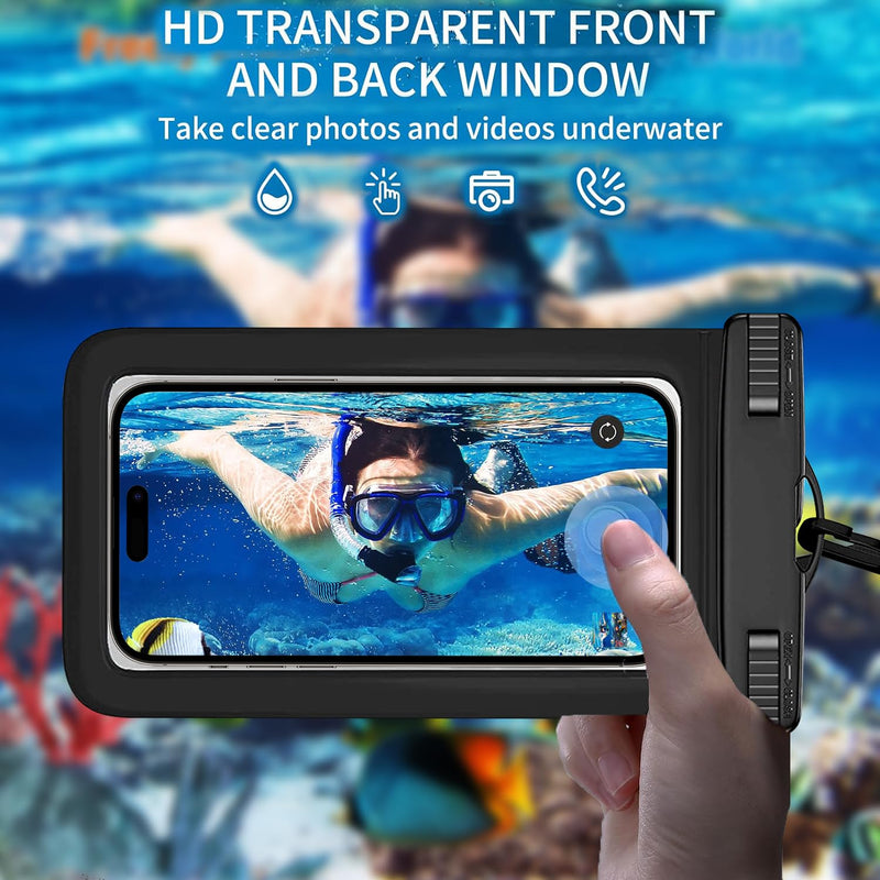 2 Pack Waterproof Phone Pouch IPX8 Universal Waterproof Case Dry Bag Phone Protector for iPhone 15 14 13 12 11 Pro Max Plus XS XR X 8 Galaxy S23 S22 S21 S20 Pixel Up to 7.5"(Black+Blue)