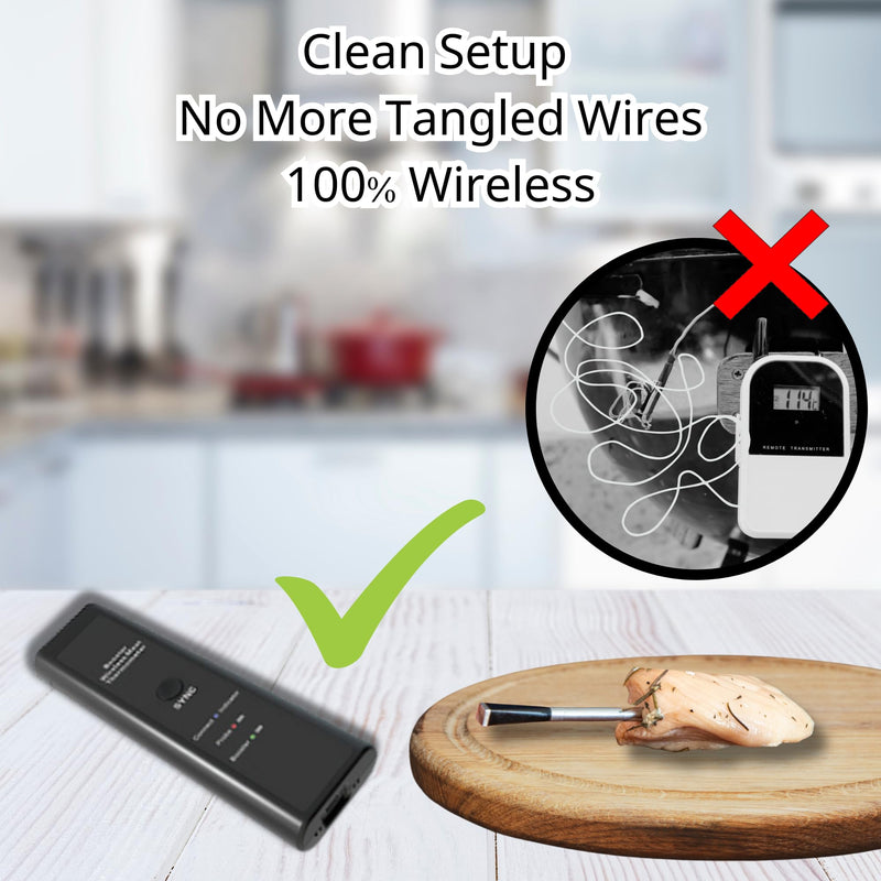 Smart Wireless Meat Thermometer - Probe, Booster Battery, IPX7 Waterproof, 1-2s Response, ±1.0°C Precision, 500ft Range - Ideal for BBQ, Kitchen, Grill, Smoker - Bluetooth, Charging Dock, USB C